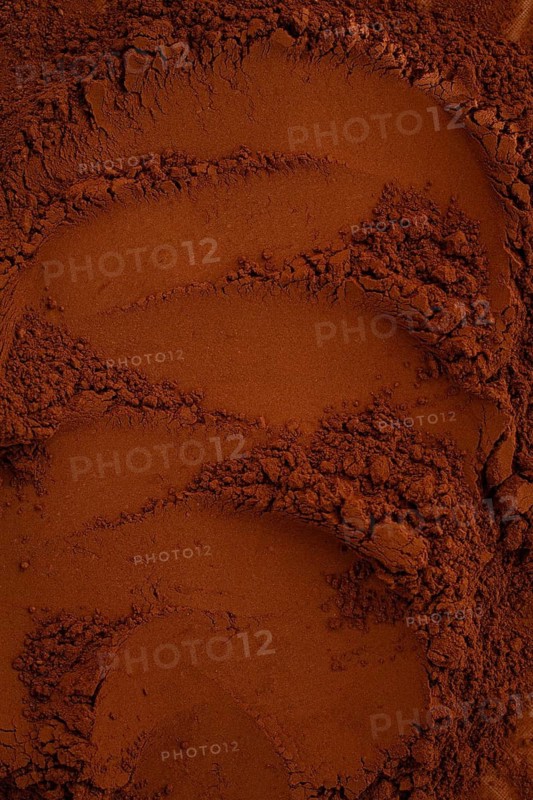 Cocoa powder, full frame, cocoa background, top view, texture, close-up