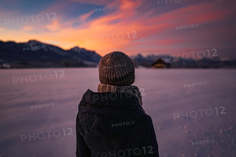Winter landscape in the Allgäu near Halblech at sunrise