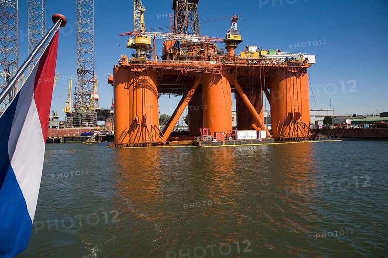 Stena Spey oil rig platform being repaired in Keppel Verome shipyard, Botlek, Port of Rotterdam, Netherlands