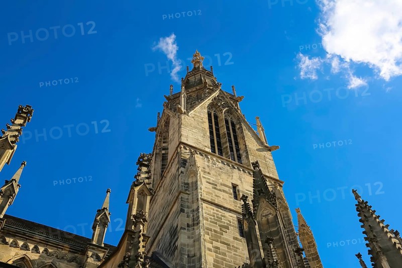 St Mary's Church Reutlingen, sacred building built from 1247 to 1343, cultural monument, Gothic church, Reformation church, Protestant church, place of worship, Christian architecture, main tower, church tower, restored in neo-Gothic style, Reutlingen, Baden-Württemberg, Germany