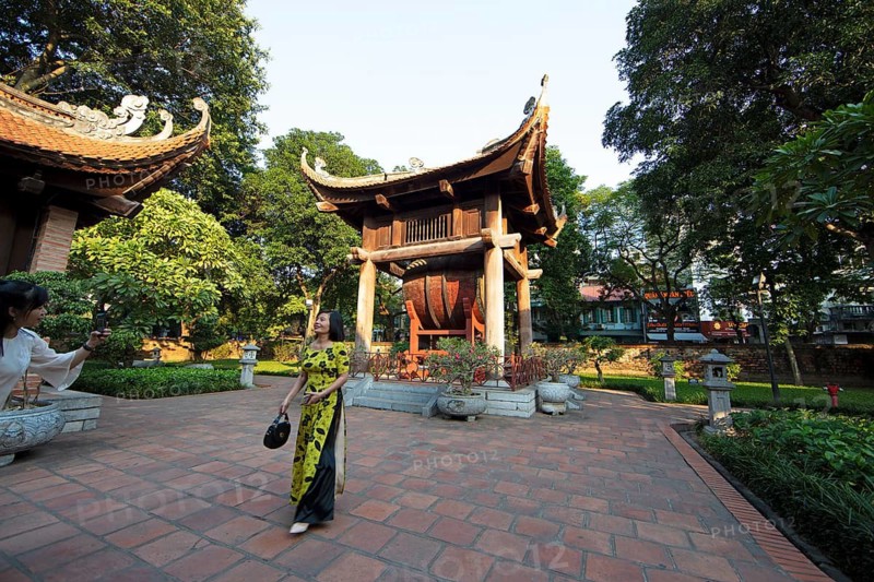 Drum tower in the Temple of Literature in the old town of Hanoi, Vietnam