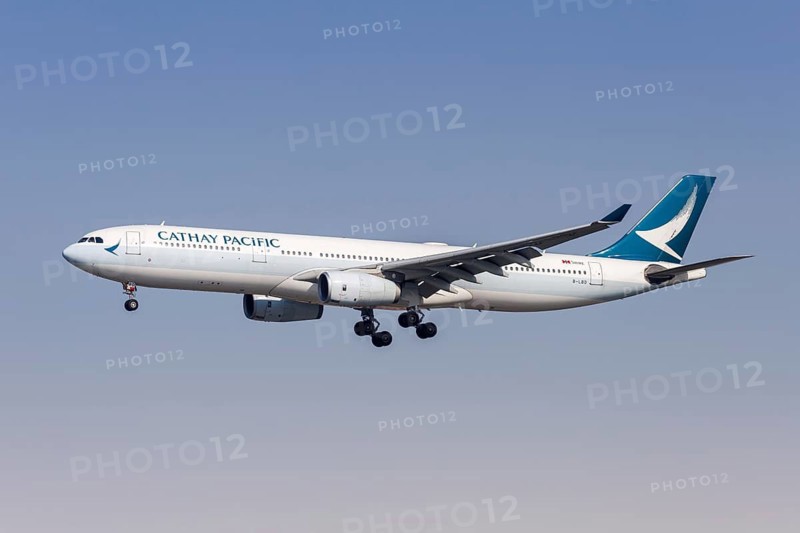 A Cathay Pacific Airways Airbus A330-300 aircraft with the registration B-LBD at Hongqiao Airport (SHA) in Shanghai, China