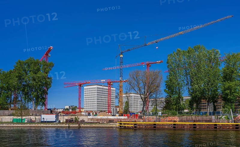 Architecture and landscape on the banks of the Spree in Berlin Mitte, Germany