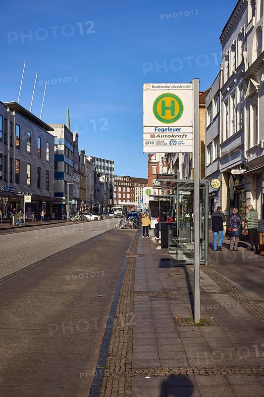 Bus stop Fegefeuer, Mühlenstraße, Hanseatic City of Lübeck, independent city, Schleswig-Holstein, Germany