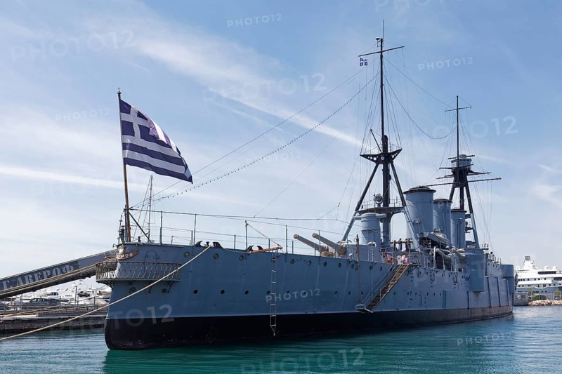 Museum ship Georgios Averoff, armoured cruiser from 1910, former flagship of the Greek Navy, Zea Marina, Paleo Faliro, Athens, Attica, Greece