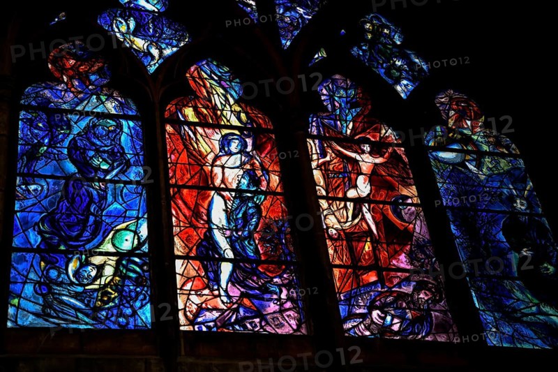 Church windows in the Gothic cathedral of Saint-Étienne, St Stephen's Cathedral, Metz, Grand Est region, France