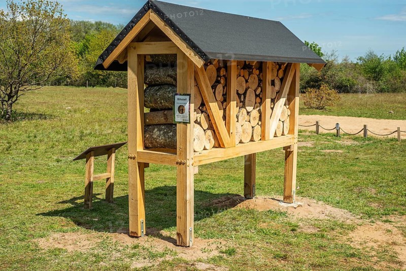Insect asylum, insect box, insect hotel, bee house, an artificial help for nesting and overwintering insects in Stenshuvud national park, Simrishamn municipality, Skåne county, Sweden, Scandinavia