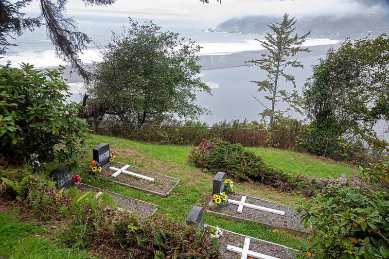 Klamath, California - A small cemetery on the Yurok Reservation just above the Klamath River at the Pacific Ocean