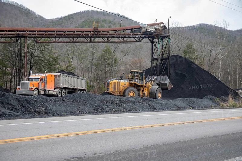 Harlan County, Kentucky - Coal is loaded in trucks along US Highway 119 in the mountains of eastern Kentucky