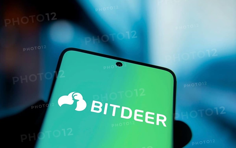 bitdeer logo is displayed on smartphone
