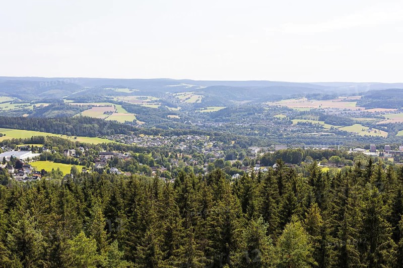 View from the King Albert Tower on the Spiegelwald, Erzgebirge, Saxony, Germany