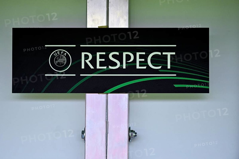 RESPECT sign, logo, UEFA Conference League, Voith-Arena, Heidenheim, Baden-Württemberg, Germany