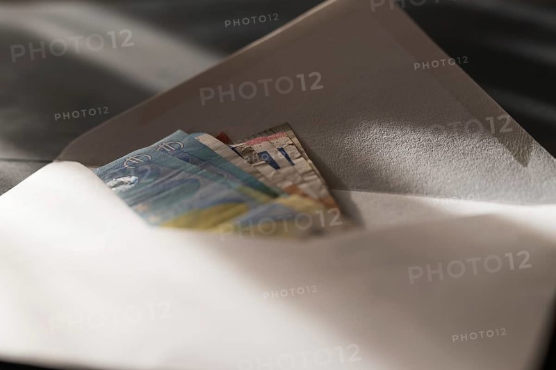 European currency Euro, banknotes in the white envelope