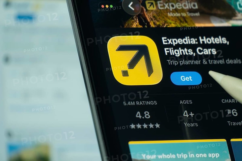 Dhaka, Bangladesh- 24 Oct 2025: A iPad screen displaying the Expedia app on App store
