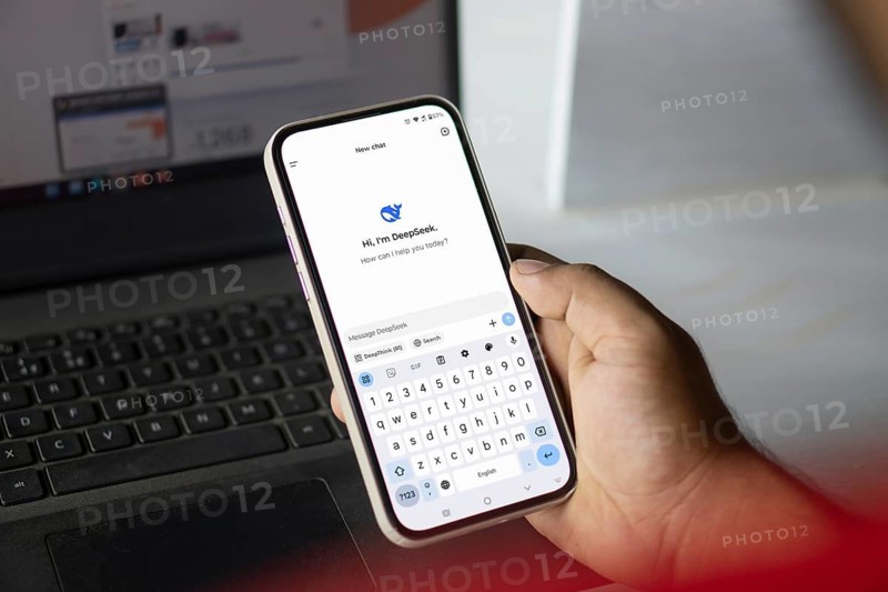 Close-up of a smartphone screen displaying the deepseek app