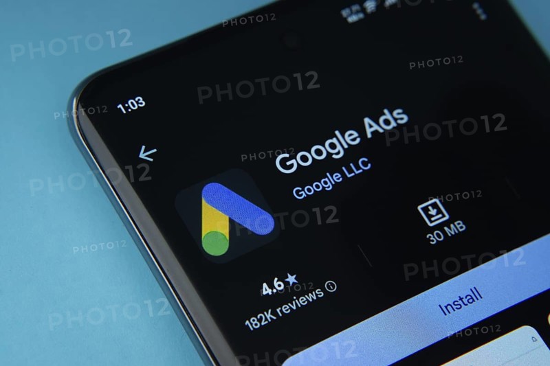 The Google Ads app from Google Playstore is displayed on a smartphone screen