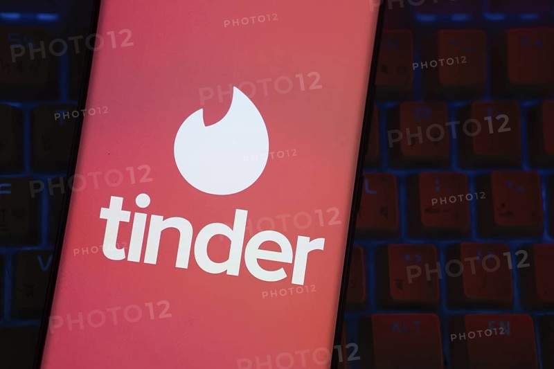 Dhaka, Bangladesh - 18 March 2025: The logo of the tinder is displayed on a smartphone screen