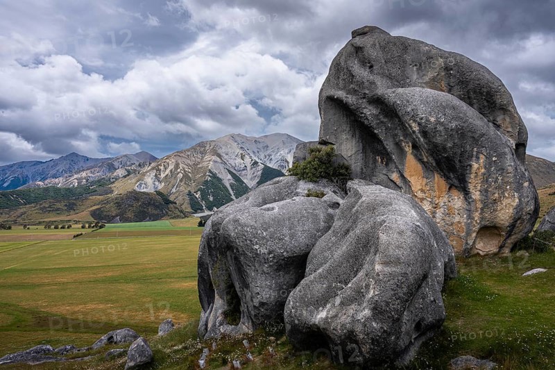 Limestone cliffs on Castle Hill (Kura Tawhiti) . Castle Hill, Canterbury South Island, New Zealand