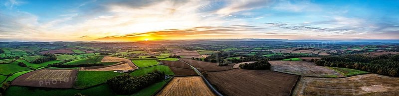 Colours of Devon Farms and Fields over Berry Pomeroy from a drone, Totnes, England, United Kingdom