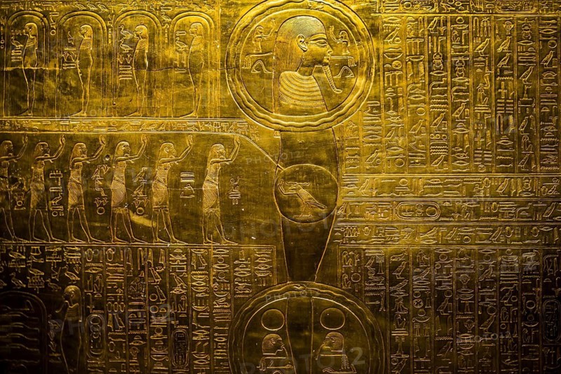Pharaoh Tutankhamun's gold treasure, the Grand Egyptian Museum, Grand Egyptian Museum, GEM, Giza, Cairo, Egypt
