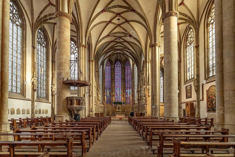 Interior of the parish church of St. Lamberti in Münster, North Rhine-Westphalia, Germany