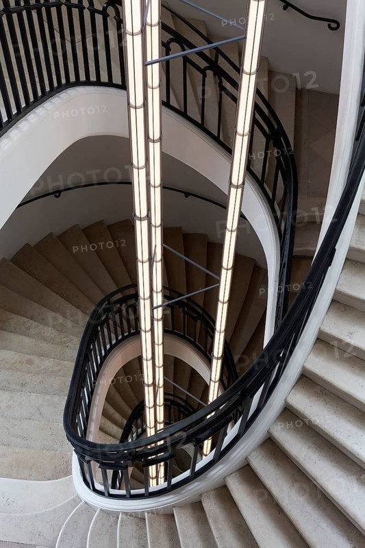 Historic double helix staircase, 18th century double spiral staircase, Bourse de Commerce - Pinault Collection, Paris, France