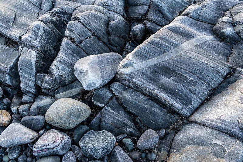 Rock structures on the coast, Söröya, Finnmark, Norway, February 2019