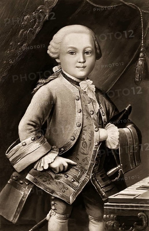Wolfgang Amadeus Mozart at the age of 6, 1756 – 1791, composer of classical music, First Viennese School, digitally edited