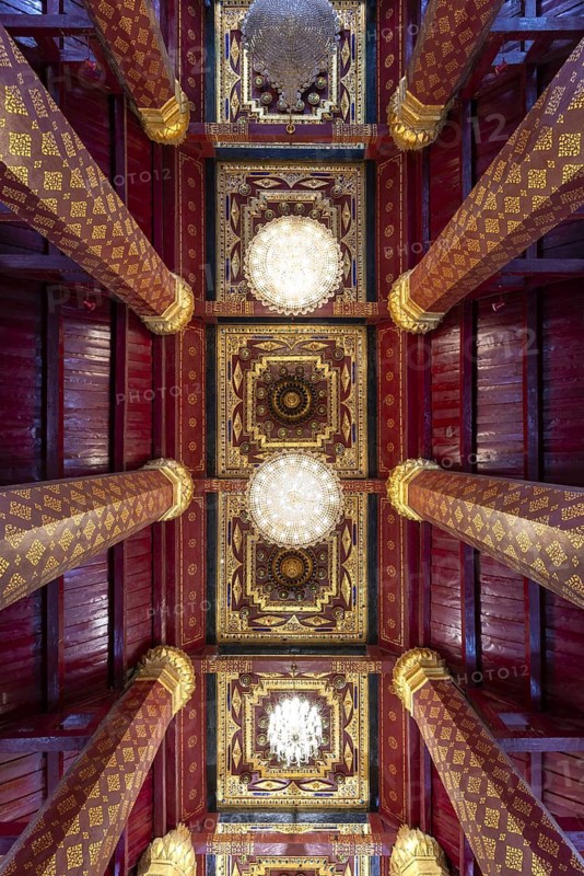 Cassette ceiling in the ubosot of Wat Na Phra Men, also Wat Na Phra Meru, a Buddhist temple complex, Wat, Ayutthaya, Central Thailand, Thailand