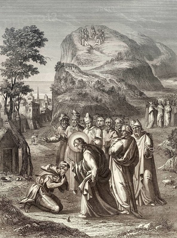 Jesus cleansing a leper, Miracle of Jesus, 1853, digitally restored