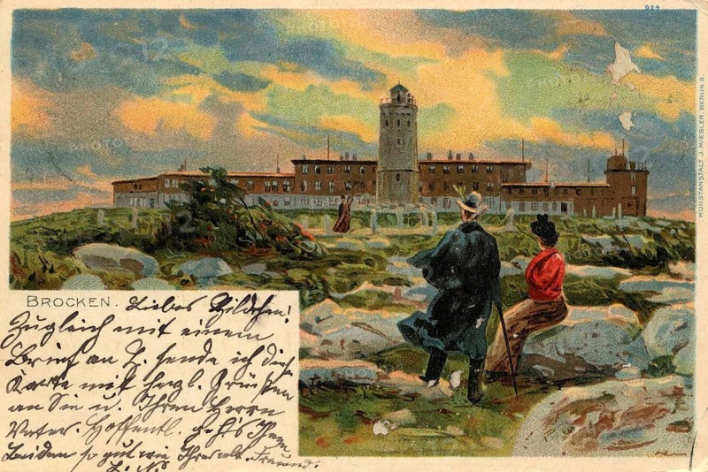 Historical postcard around 1900, Brocken im Harz, Saxony-Anhalt, Germany, reproduction of a postcard, historical