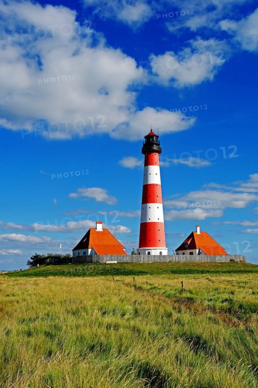 The lighthouse of Westerhever near St. Peter Ording, Westerheversand, Schleswig-Holstein, Federal Republic of Germany