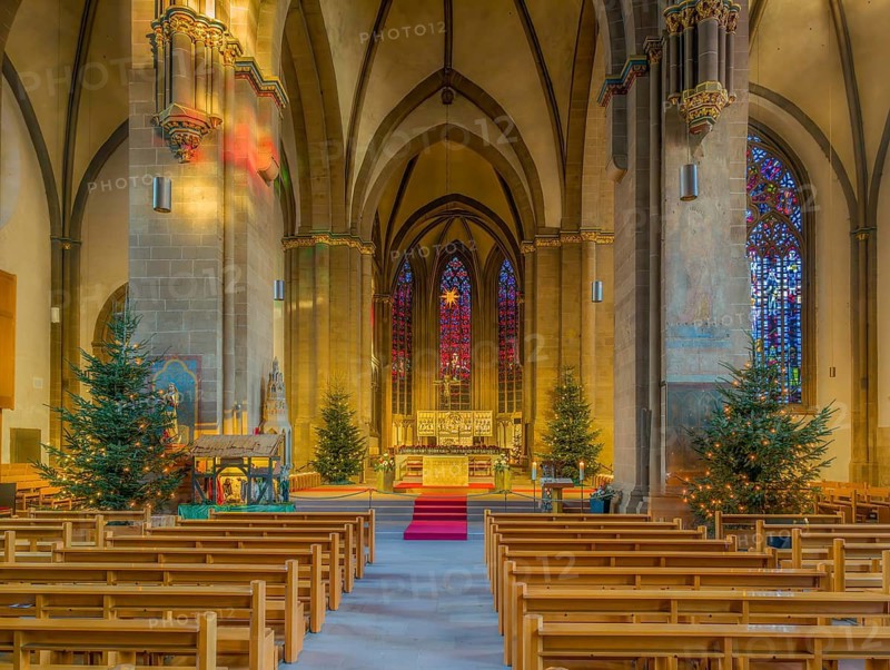 Cathedral Christmas lights inside Minden Germany