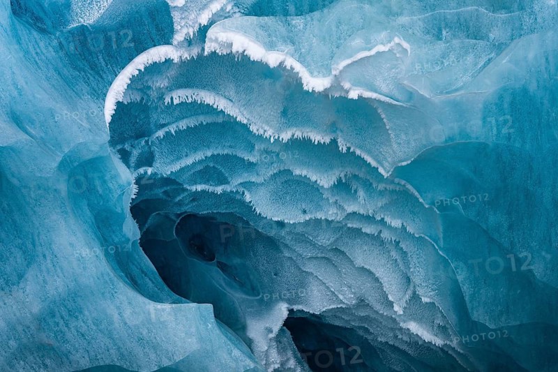 Ice details in Glacier Cave, Ice Cave, Morteratsch Glacier, Engadin, Graubünden, Switzerland