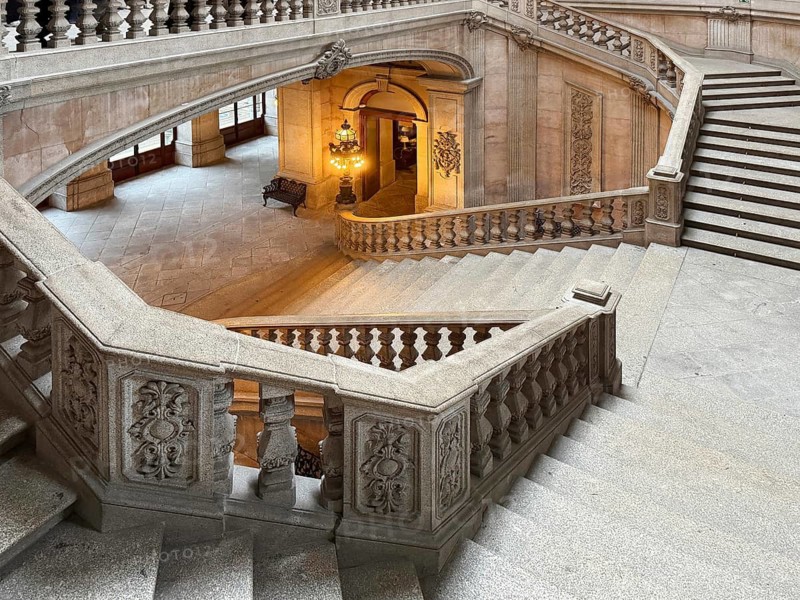 Palácio da Bolsa, magnificent staircase in the stock exchange in neoclassical style, UNESCO World Heritage Site, Porto, Portugal