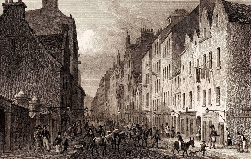The Canongate, Edinburgh, Scotland, 19th century, from Modern Athens by Th. H. Shepherd