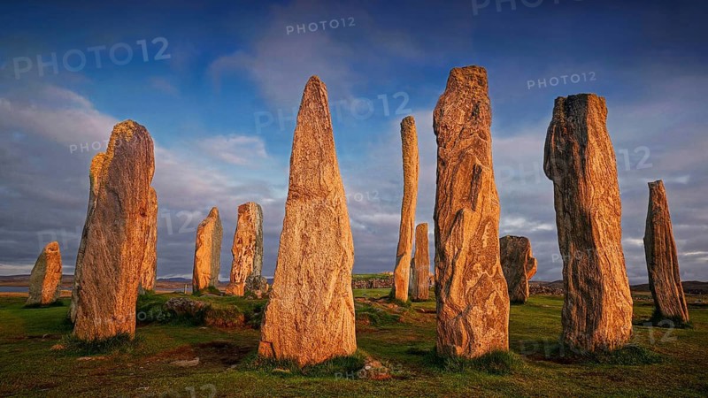 Europe, Scotland, Great Britain, England, Isle of Lewis, sunset, evening mood, monoliths, callanish, standing stones if callanish
