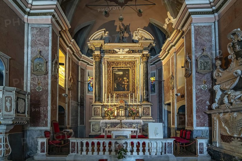 Altar of the Notre-Dame de Lavasina Sanctuary, Brando, Cap Corse, Corsica, France