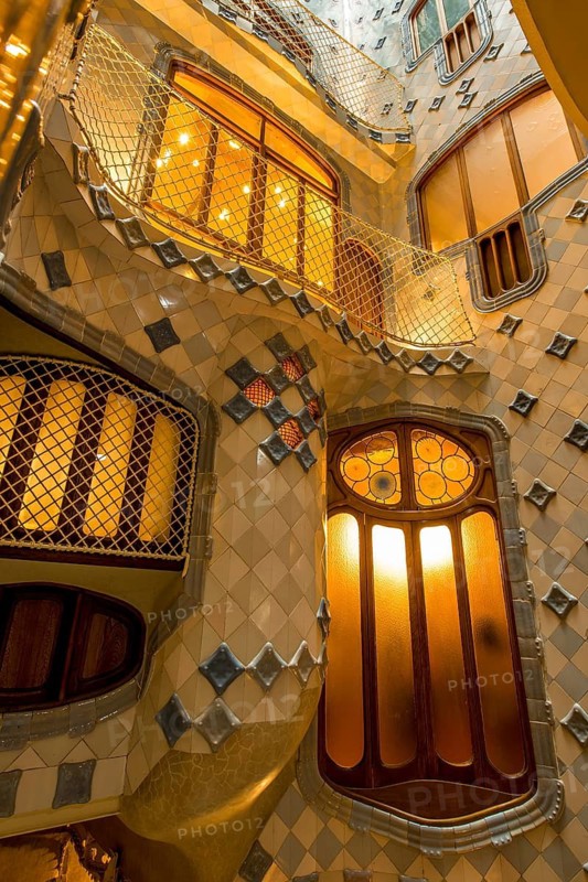 Interior of Casa Batllo modernism design by Antoni Gaudi, old town, barcelona, spain