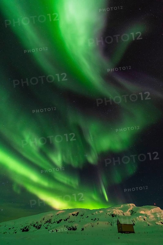 Northern Lights (Aurora borealis), Hasvik, Söröya, Finnmark, Norway, February 2019