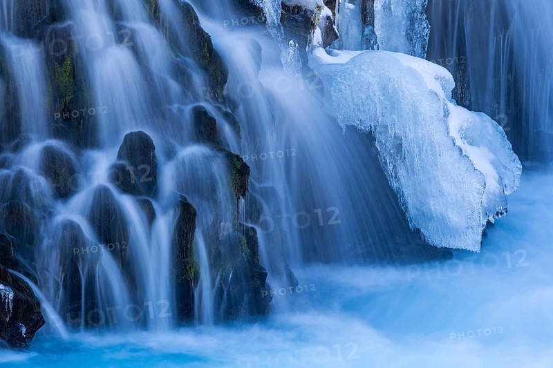 Brúarfoss, waterfall, snow, winter, Golden Circle, Iceland, Scandinavia