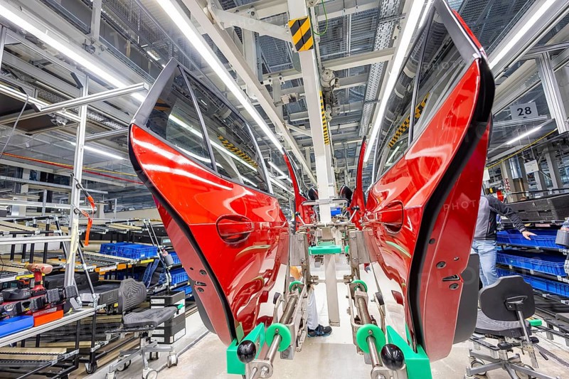 Electric car production in the assembly halls of VW in Zwickau, Zwickau, Saxony, Germany