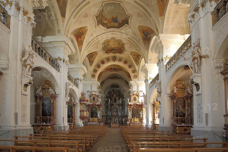 Magnificent interior view of baroque monastery church, frescoes, ceiling paintings, decorations, wall paintings, handicrafts, St. Peter, Upper Black Forest, Southern Black Forest, Black Forest, Baden-Württemberg, Germany