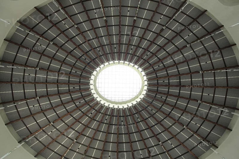 Ceiling of the plenary hall of St. Paul's Church, geometric round rings, circles, segments, hole, pattern, interior view, Paulsplatz, Frankfurt am Main, Hesse, Germany