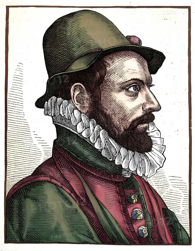 Portrait of Johann Baptist Friedrich Fischart, called Mentzer, 1546 - 1591, writer, poet, art, portrait, literature, historical figure, historical illustration, digitally edited