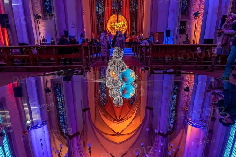 Art installation for City Advent in the interior of the Überwasserkirche in Münster, North Rhine-Westphalia, Germany