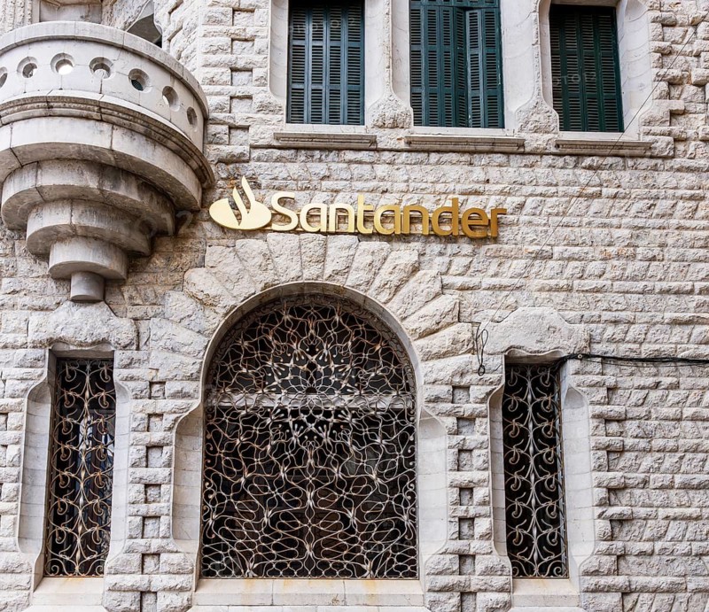 ATMs and Bank Santander, Soller, Majorca, Balearic Islands, Spain