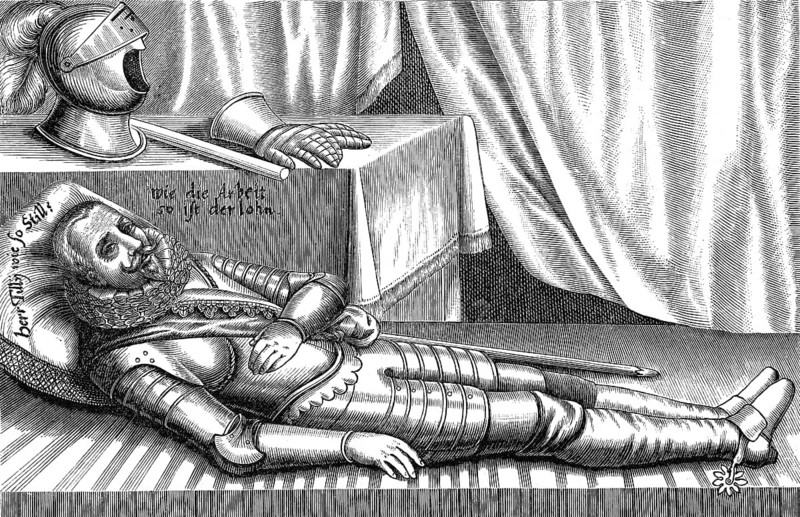 Caricature on Johann t'Serclaes Count of Tilly, after The Battle of Breitenfeld, 1631, Thirty Years War