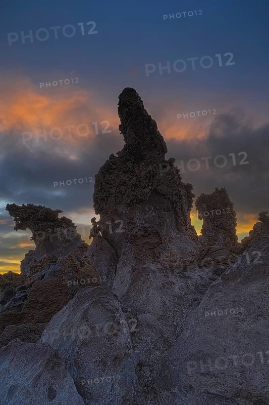 Bizarre lava structures in the Charco del Diabolo during sunset in the south of Tenerife
