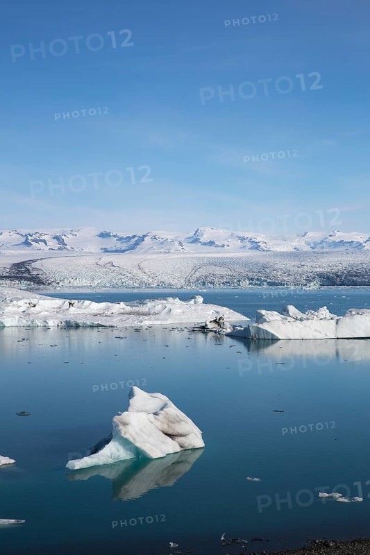 Icebergs on the Joekulsarlon glacial lake or lagoon